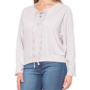 Young fabulous and brook crop lace-up front oversized pullover sweater Size M